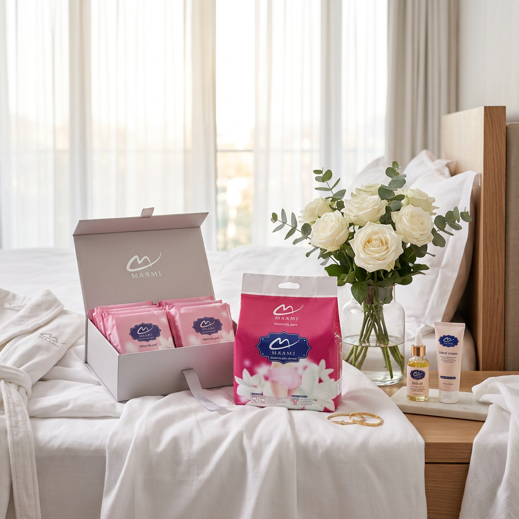 Maami maternity care — premium product on soft white linen